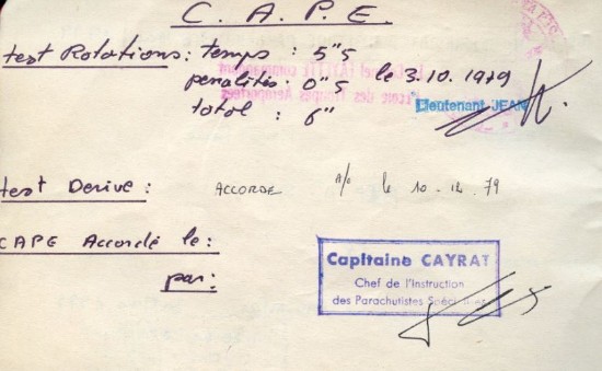 Certificat d' Aptitude Parachutiste Elémentaire (CAPE) 